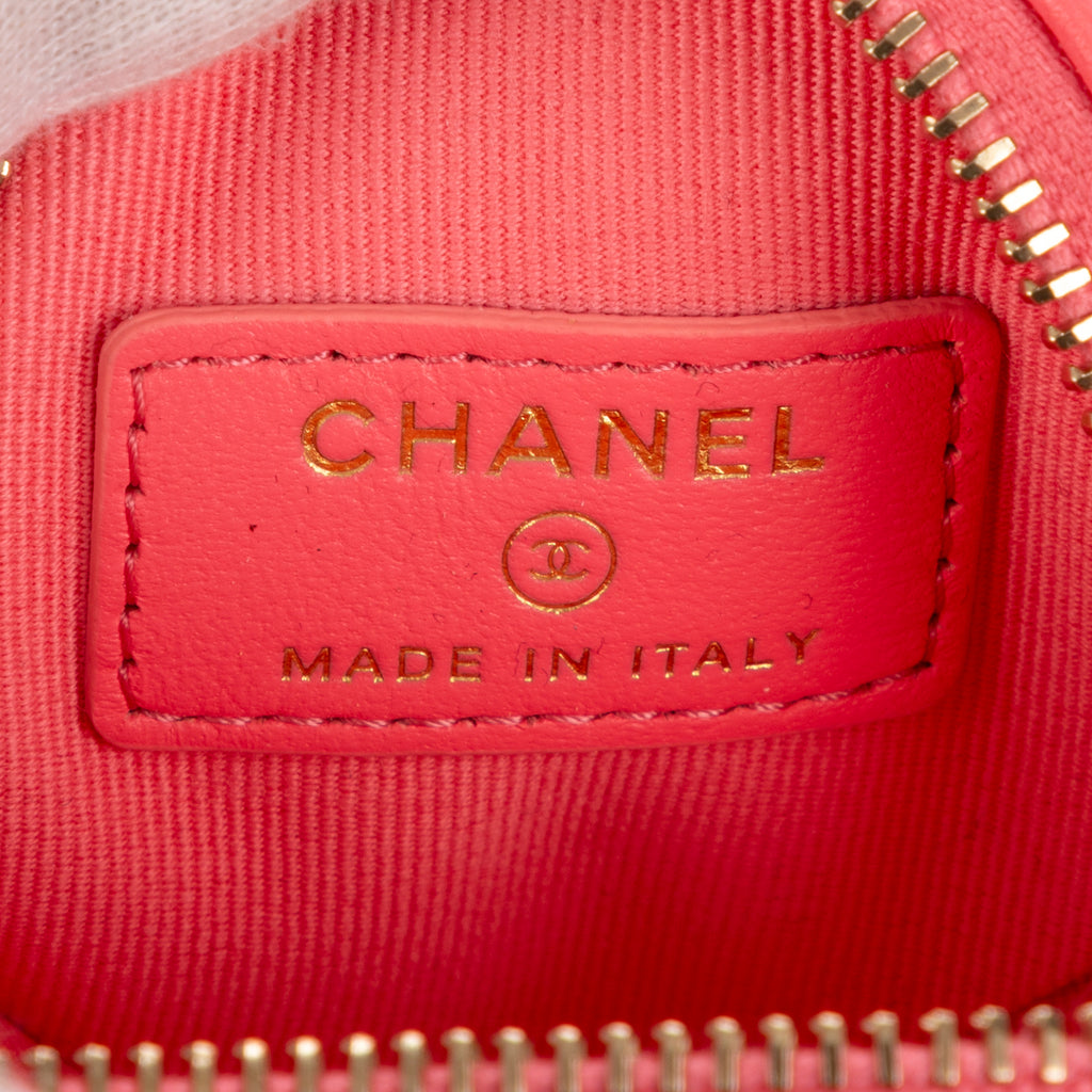 Shoulder Bag Heart Coin Micro Pink Calfskin Leather