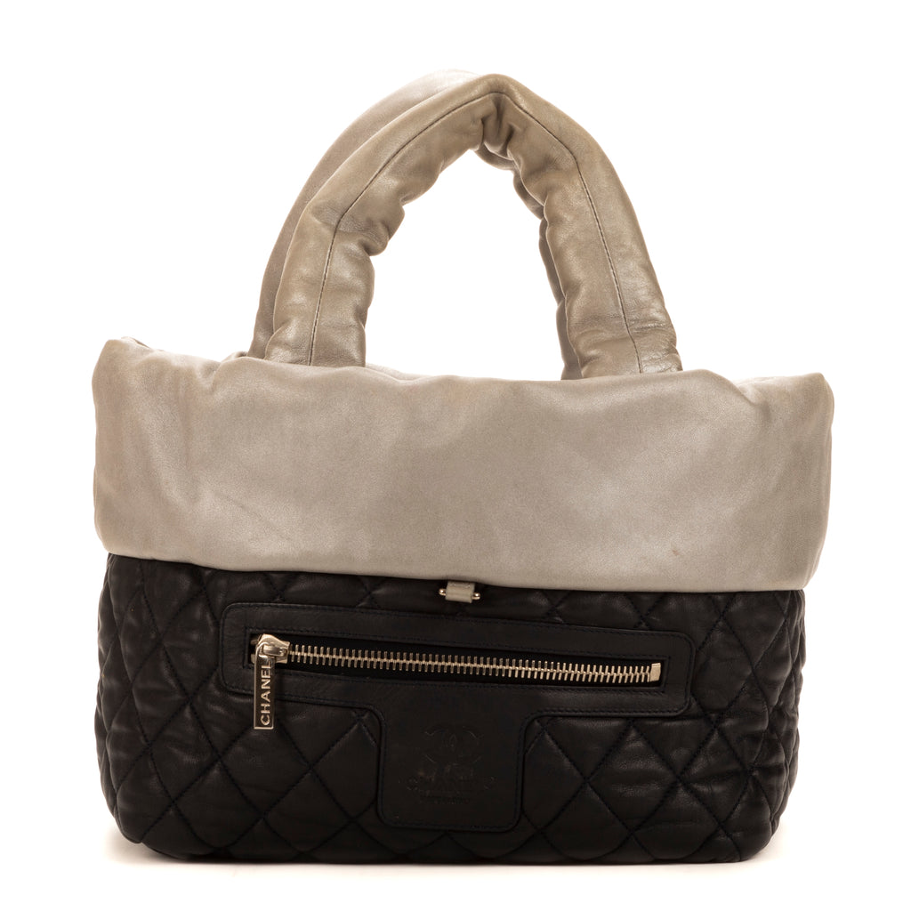 Bolso Cocoon Reversible de Piel de Becerro Plateada