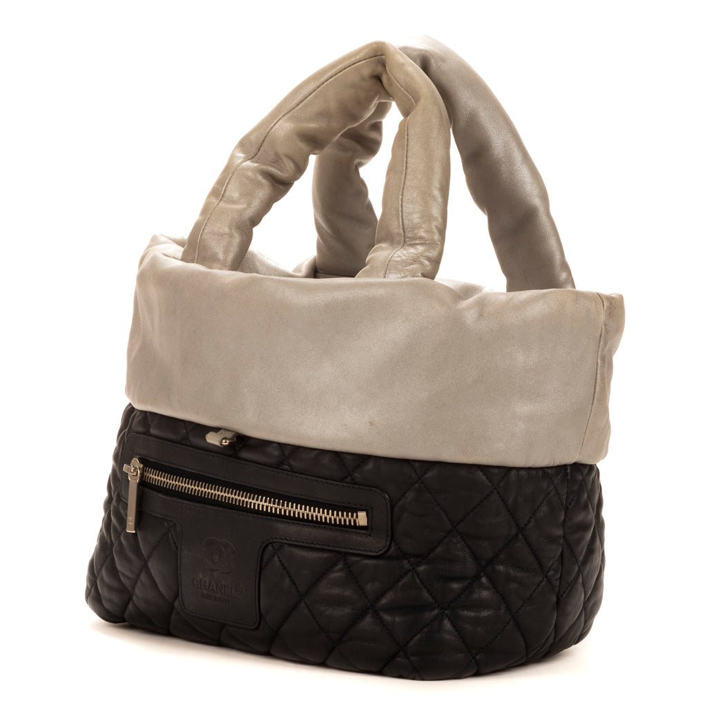 Bolso Cocoon Reversible de Piel de Becerro Plateada