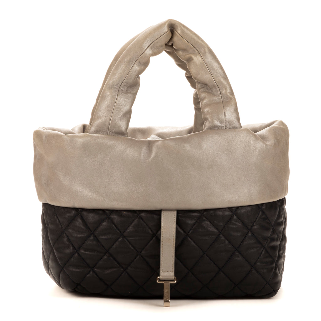 Bolso Cocoon Reversible de Piel de Becerro Plateada
