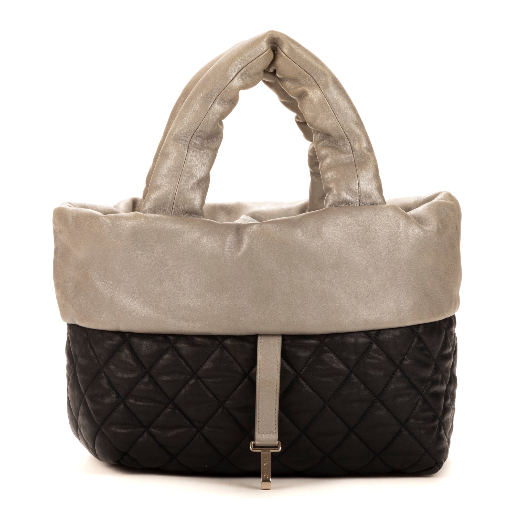 Handbag Cocoon Reversible Silver Calfskin Leather