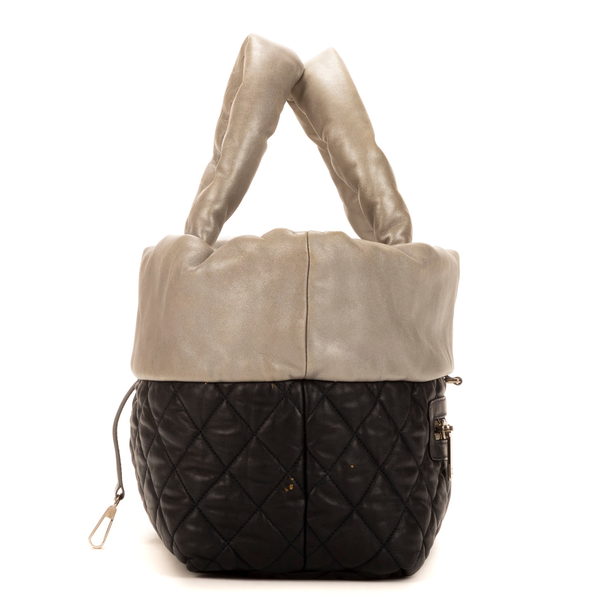 Handbag Cocoon Reversible Silver Calfskin Leather