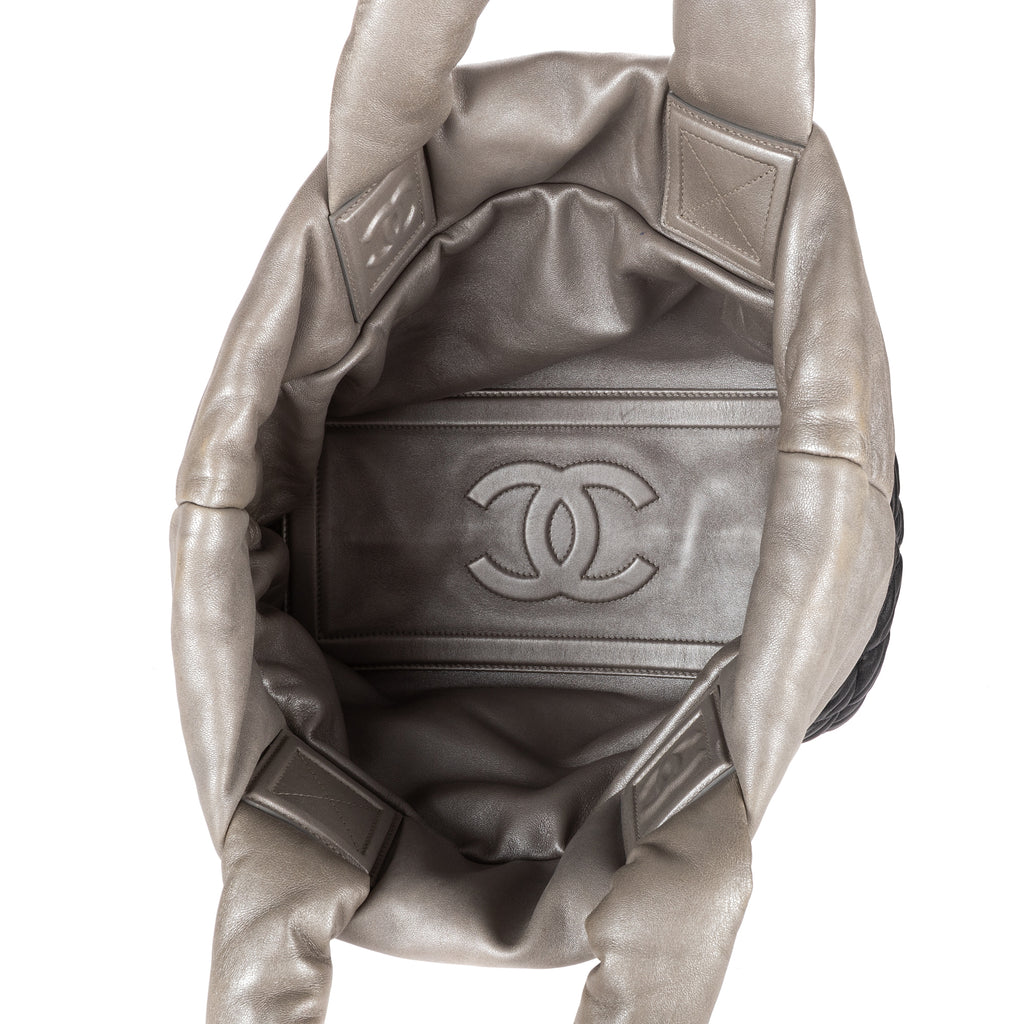 Handbag Cocoon Reversible Silver Calfskin Leather