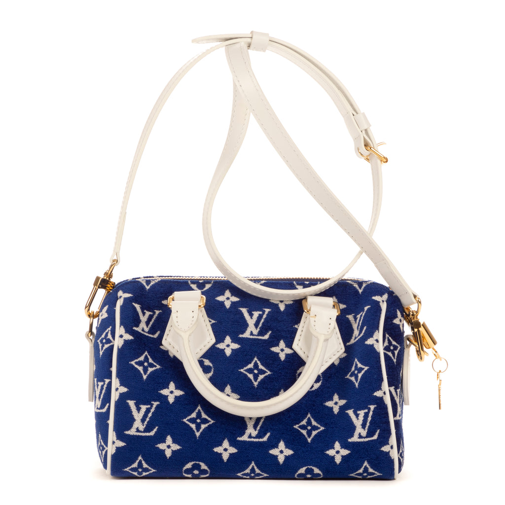 Handbag Speedy Bandouliere 20 Blue Monogram Jacquard Velvet