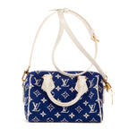 Handbag Speedy Bandouliere 20 Blue Monogram Jacquard Velvet