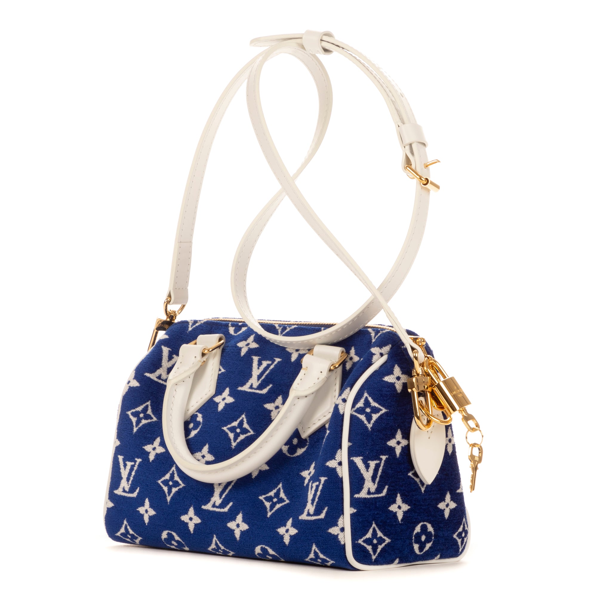 Handbag Speedy Bandouliere 20 Blue Monogram Jacquard Velvet