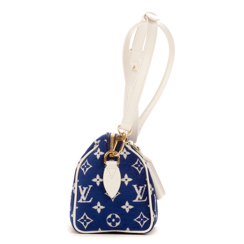 Handbag Speedy Bandouliere 20 Blue Monogram Jacquard Velvet