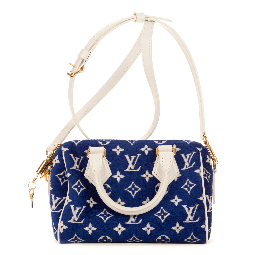 Handbag Speedy Bandouliere 20 Blue Monogram Jacquard Velvet