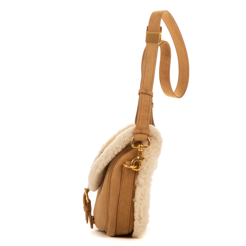 Bolso de hombro Bobby de gamuza color camel