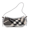 Bolso de mano Baguette de lona gris a cuadros