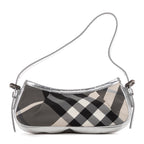 Bolso de mano Baguette de lona gris a cuadros