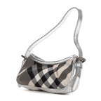 Bolso de mano Baguette de lona gris a cuadros