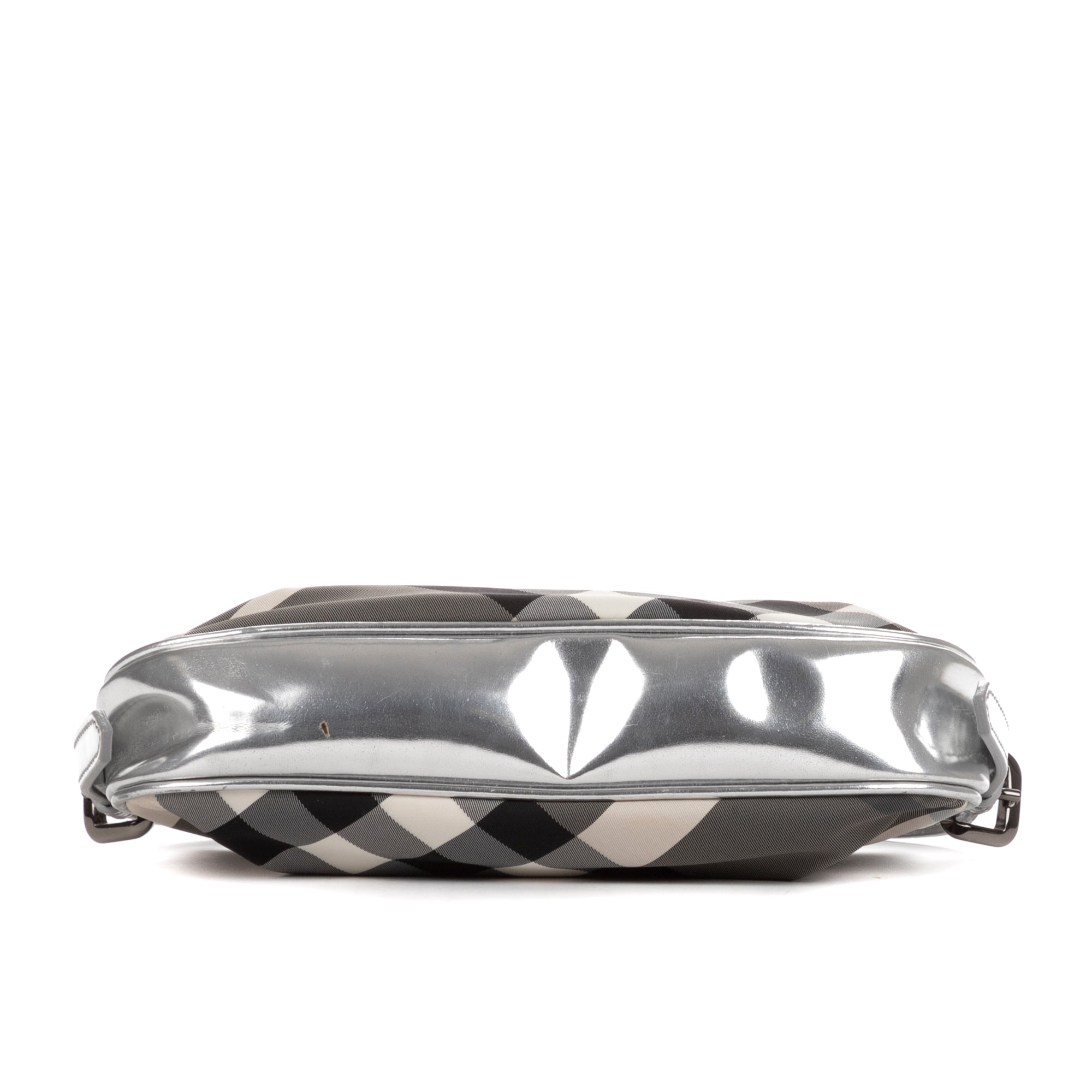 Bolso de mano Baguette de lona gris a cuadros