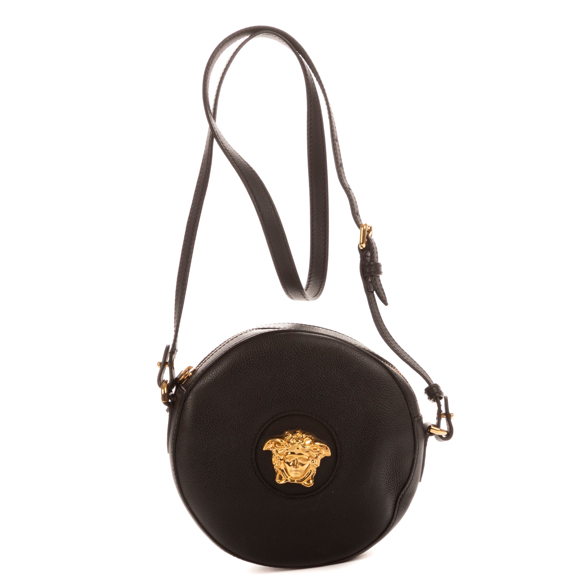Bolso de hombro La Medusa redondo de piel de becerro negra