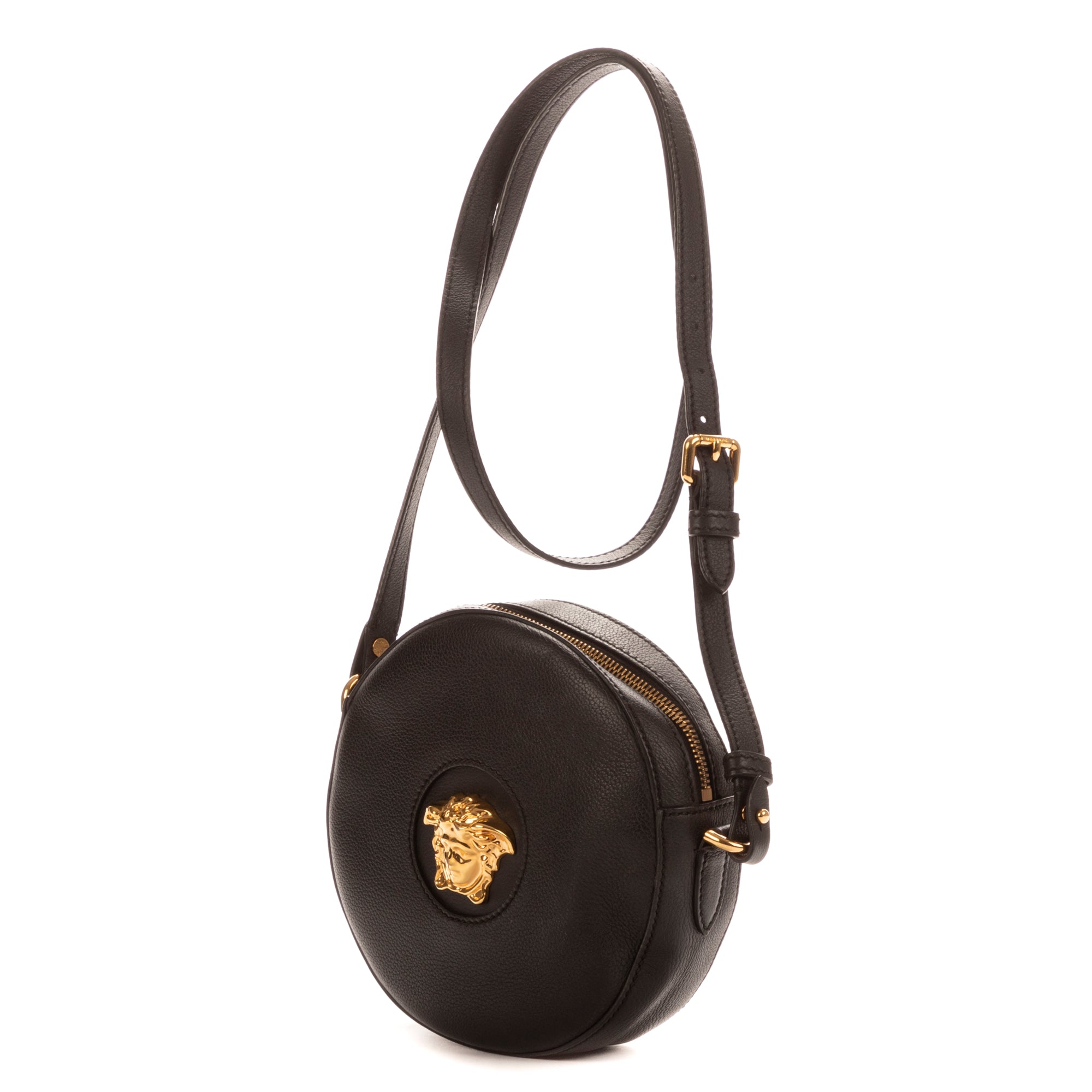 Bolso de hombro La Medusa redondo de piel de becerro negra