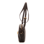 Bolso de hombro La Medusa redondo de piel de becerro negra