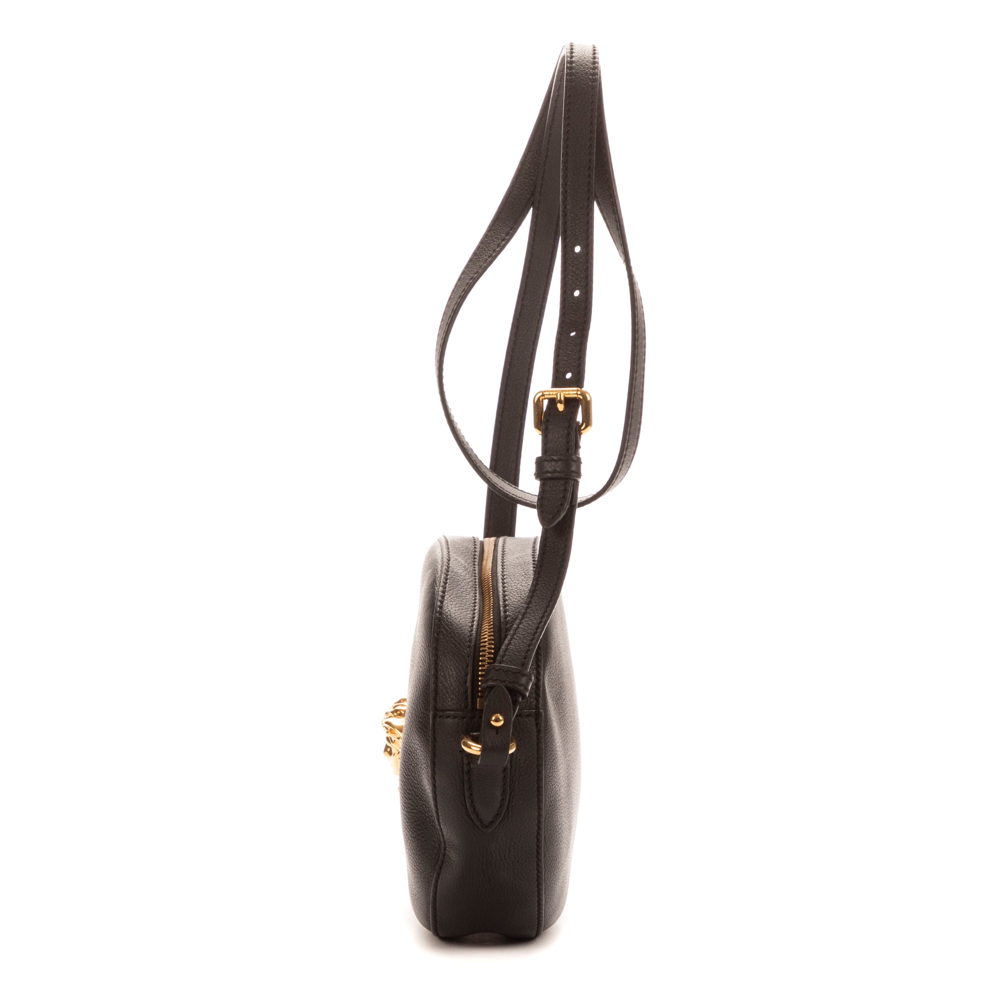 Bolso de hombro La Medusa redondo de piel de becerro negra