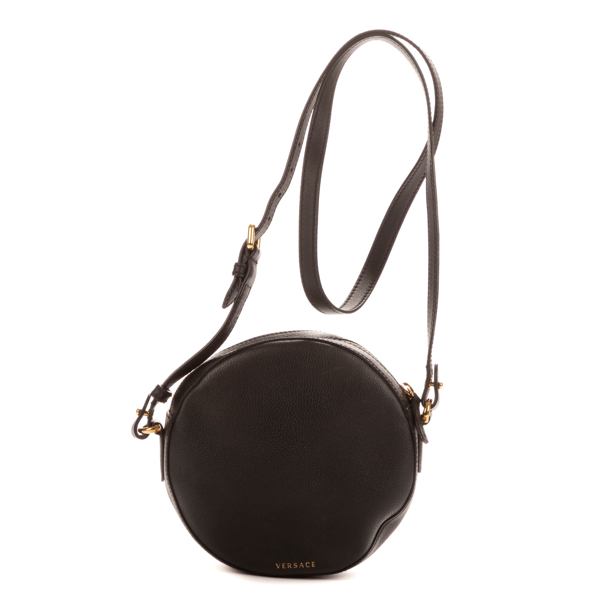 Bolso de hombro La Medusa redondo de piel de becerro negra