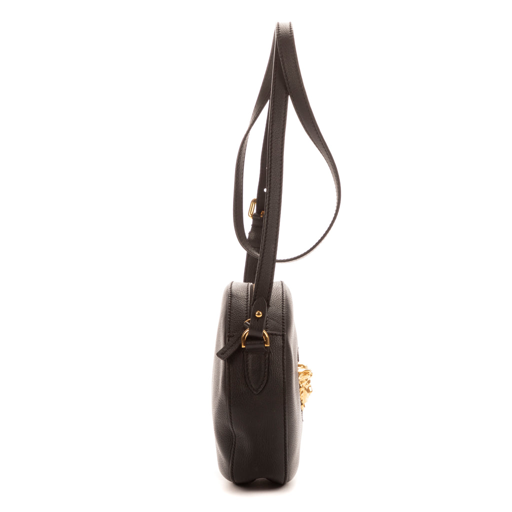 Bolso de hombro La Medusa redondo de piel de becerro negra