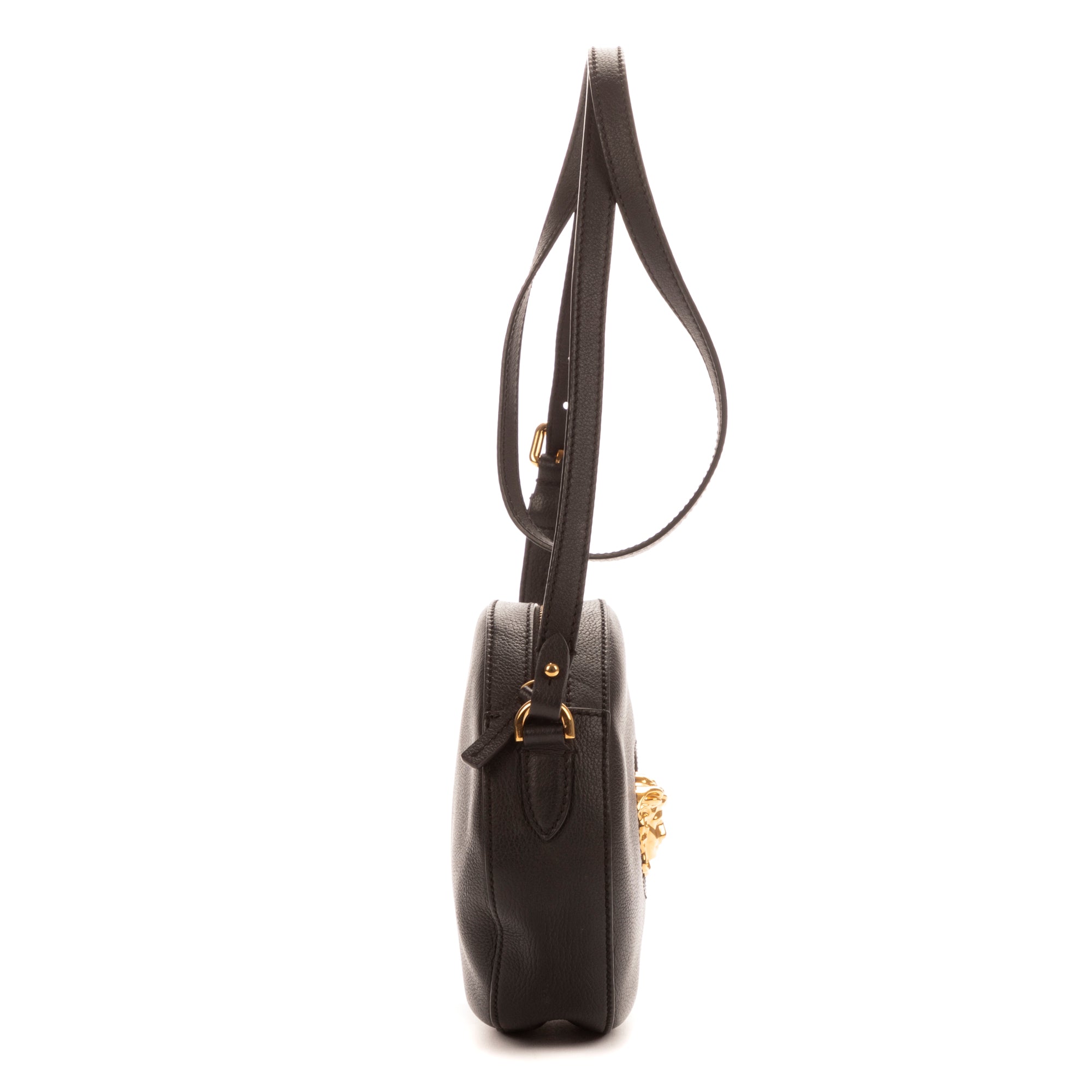 Bolso de hombro La Medusa redondo de piel de becerro negra