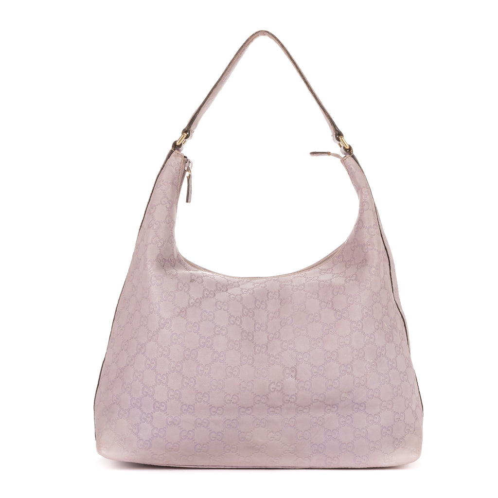 Bolso de hombro grande hobo de piel de becerro Guccissima lila