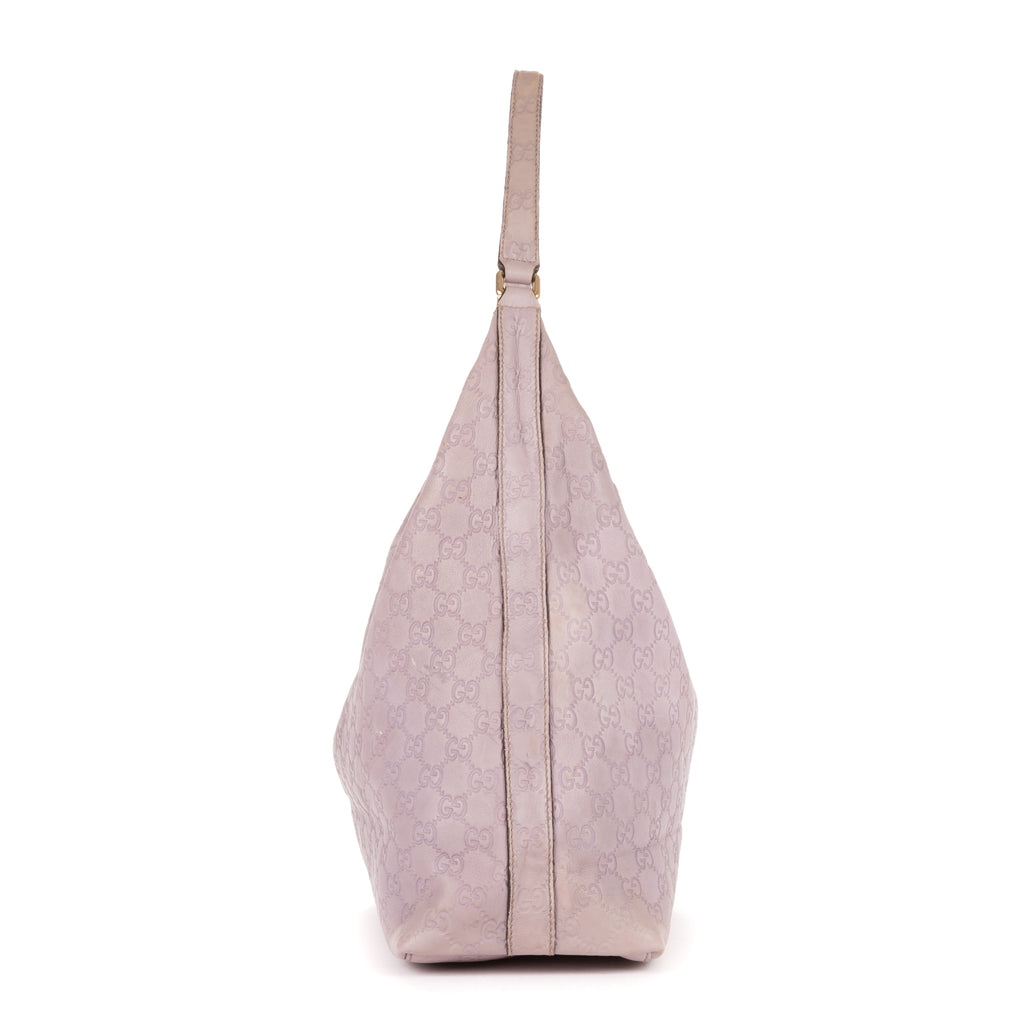 Bolso de hombro grande hobo de piel de becerro Guccissima lila