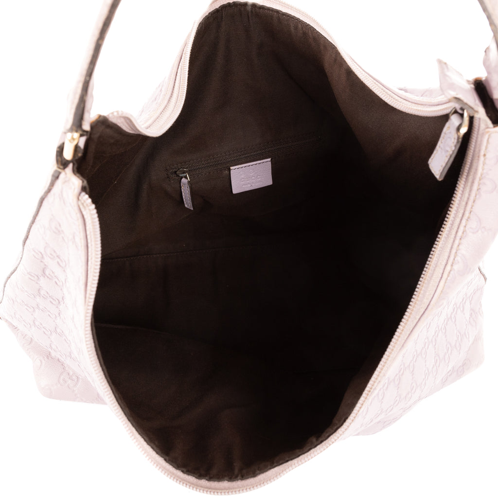 Bolso de hombro grande hobo de piel de becerro Guccissima lila