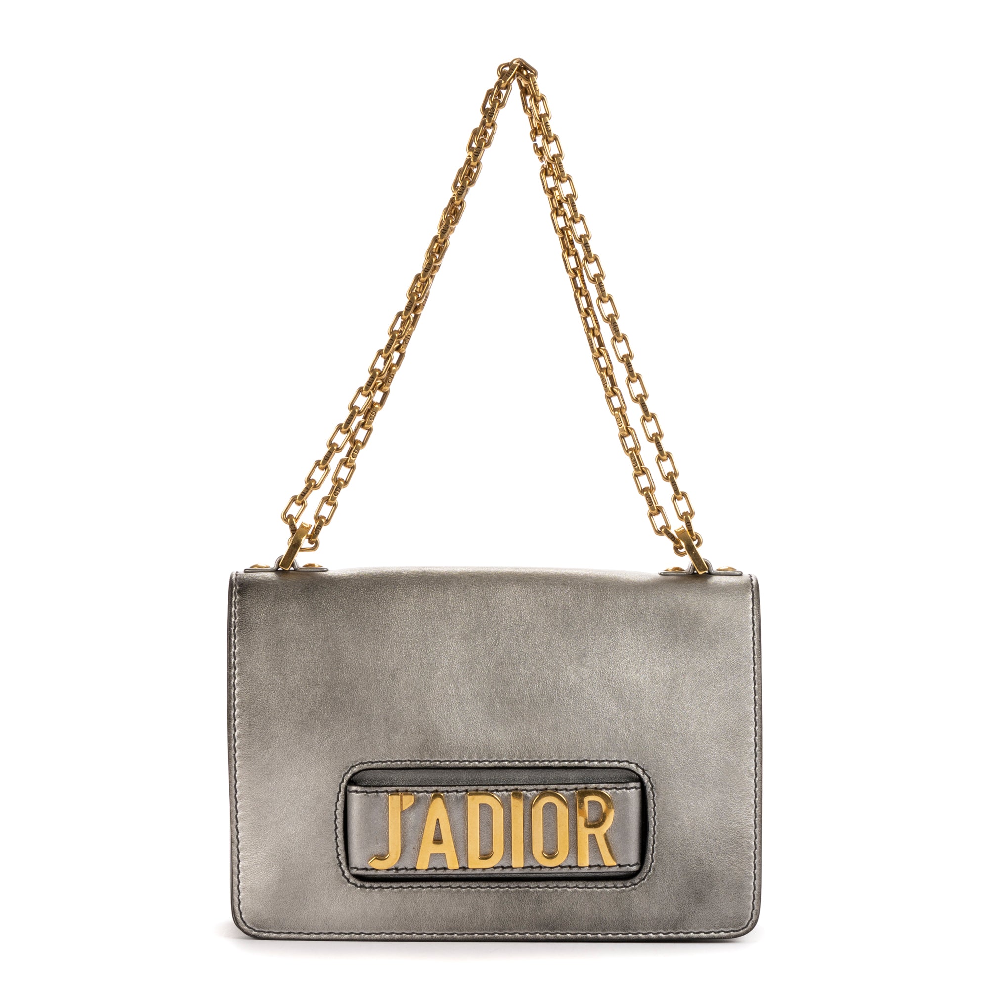 Shoulder bag Jadior Medium Silver Metalic Calfskin leather