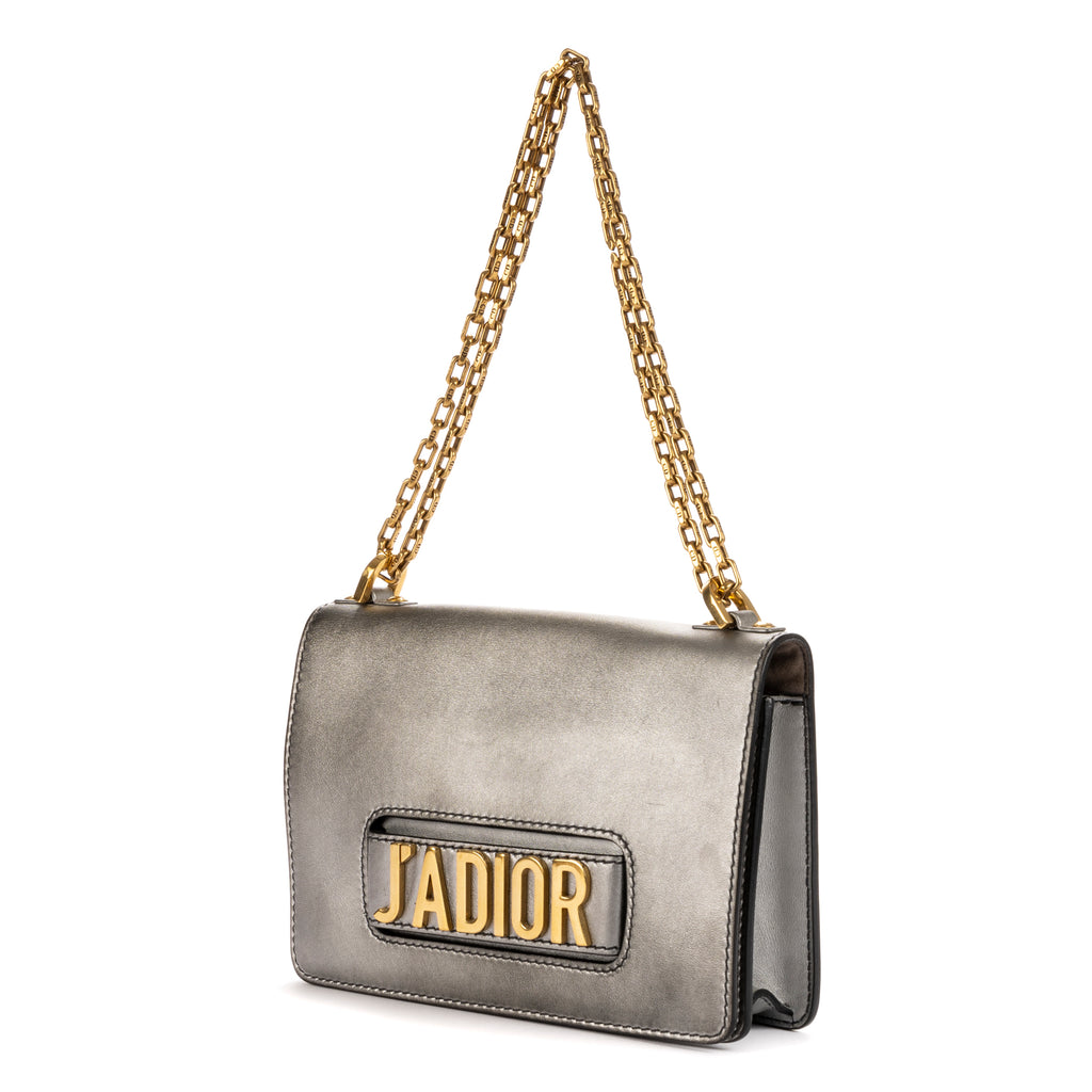 Bolso de hombro Jadior Mediano Piel de becerro metálica plateada