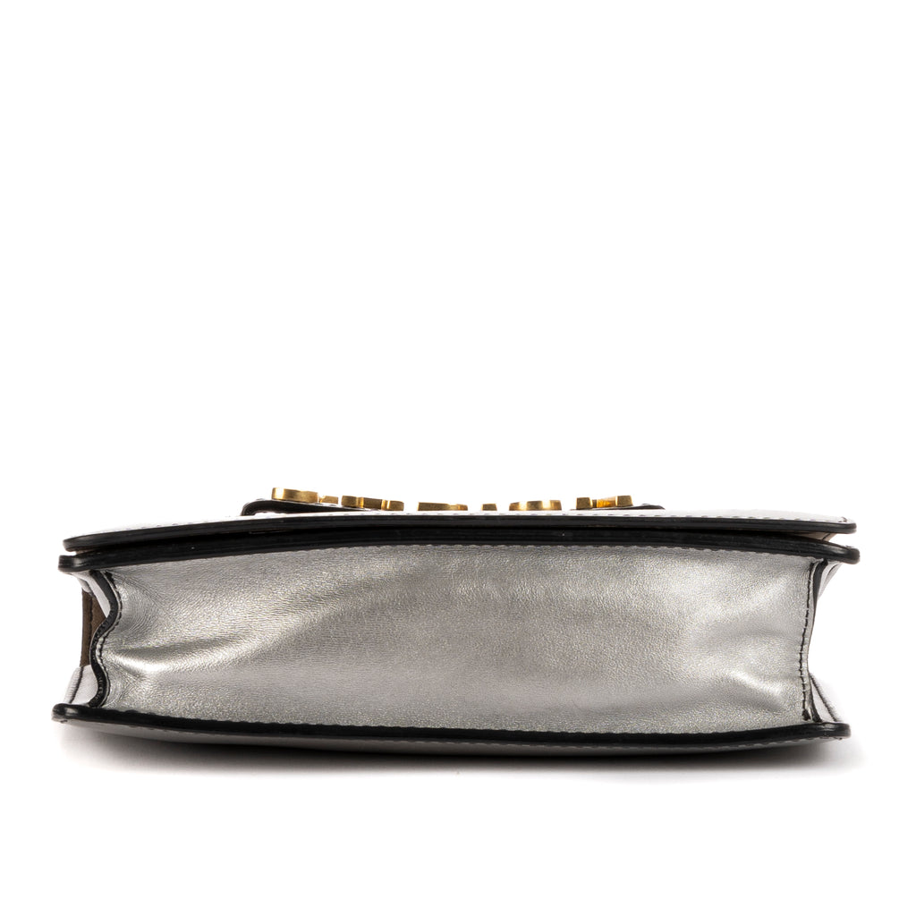 Bolso de hombro Jadior Mediano Piel de becerro metálica plateada