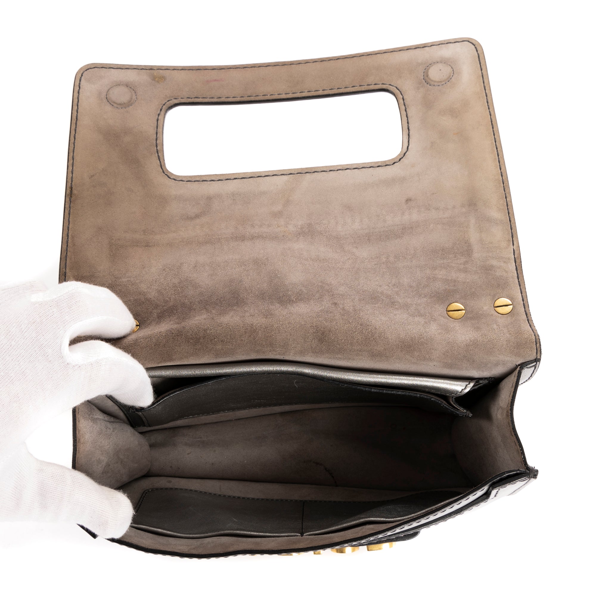 Bolso de hombro Jadior Mediano Piel de becerro metálica plateada