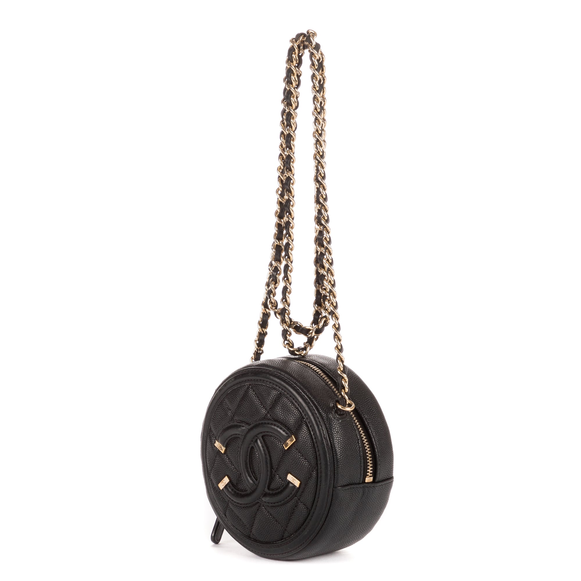 Shoulder Bag Round Filigree Black Caviar
