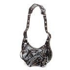 Bolso de hombro XS Le Cagole de piel de becerro negra con grafiti