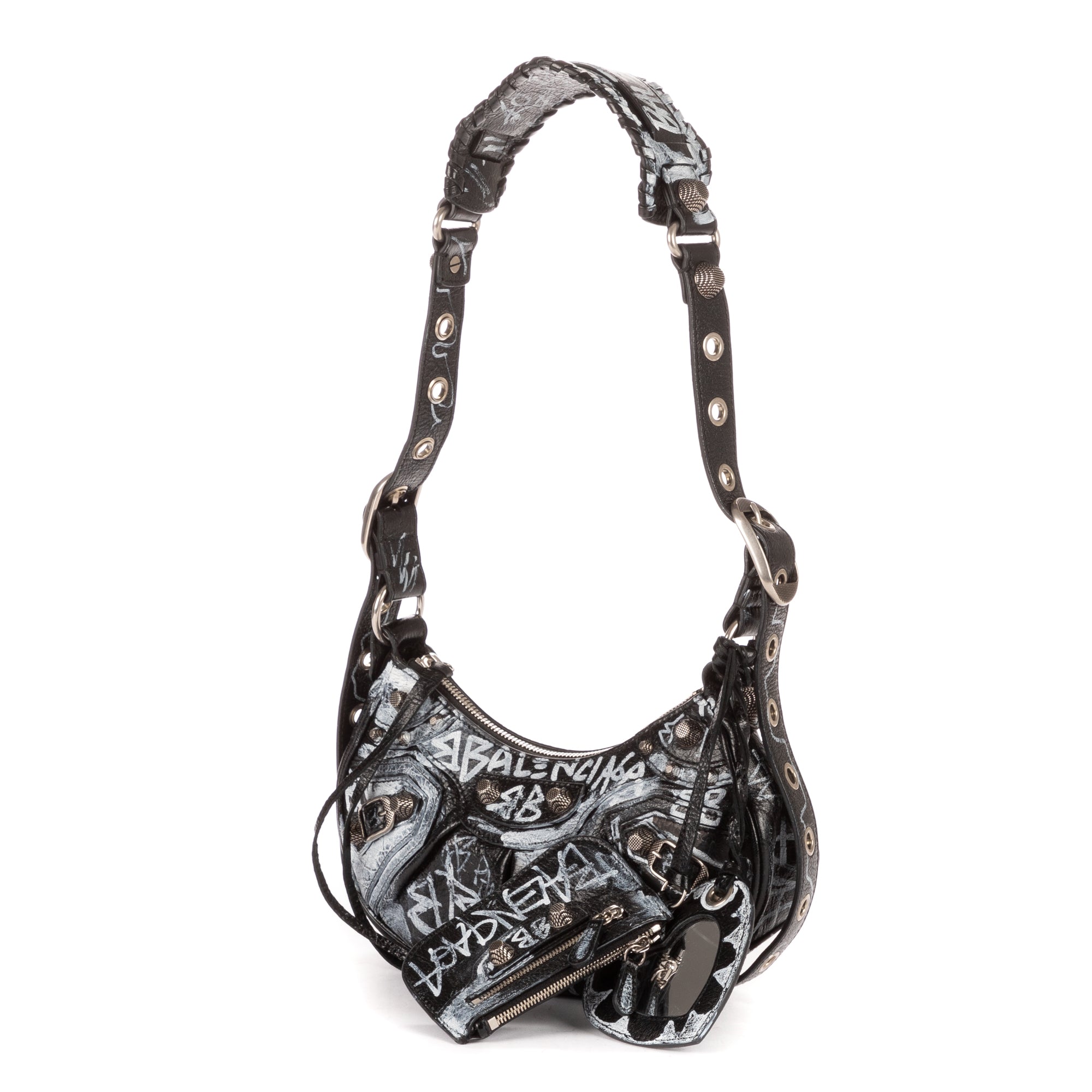 Shoulder Bag XS Le Cagole Black Graffiti Calfskin leather