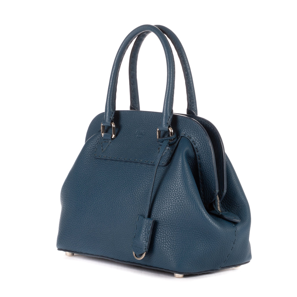 Bolso de mano Adele de piel de becerro granulada color azul marino