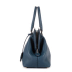 Bolso de mano Adele de piel de becerro granulada color azul marino