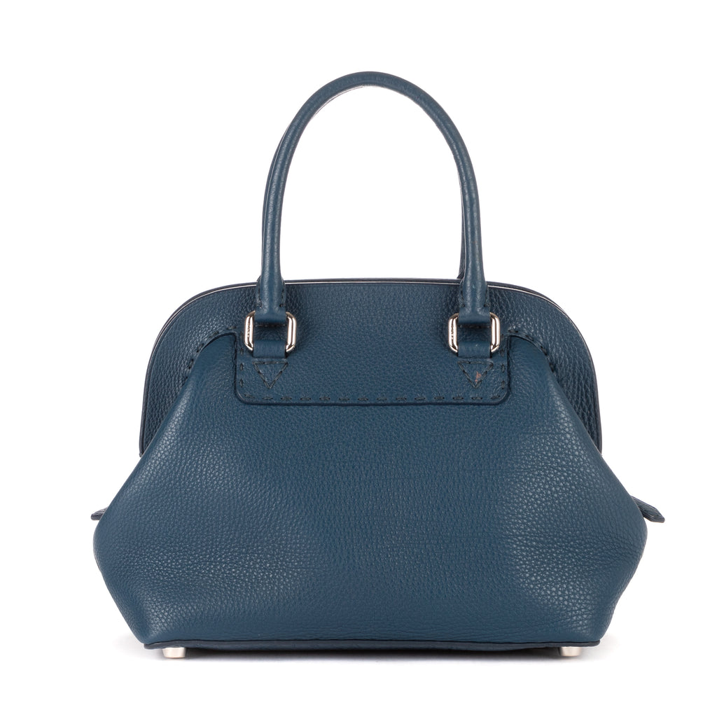 Bolso de mano Adele de piel de becerro granulada color azul marino