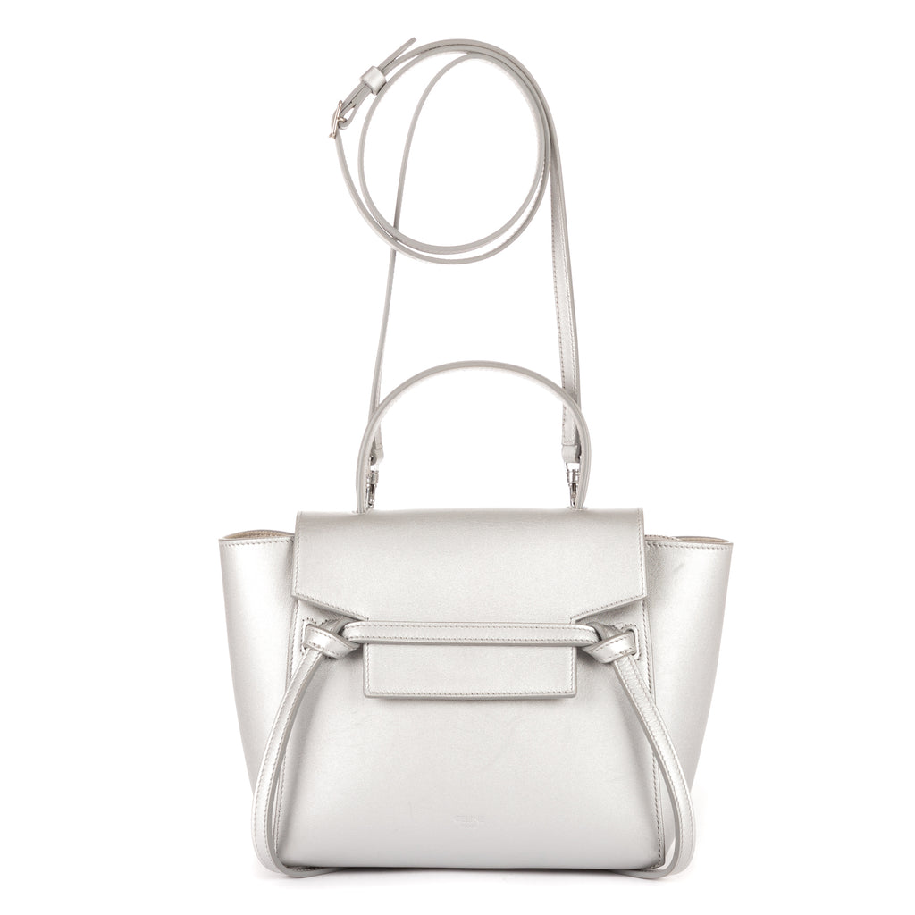 Handbag Nano Belt Silver Metalic Calfskin leather