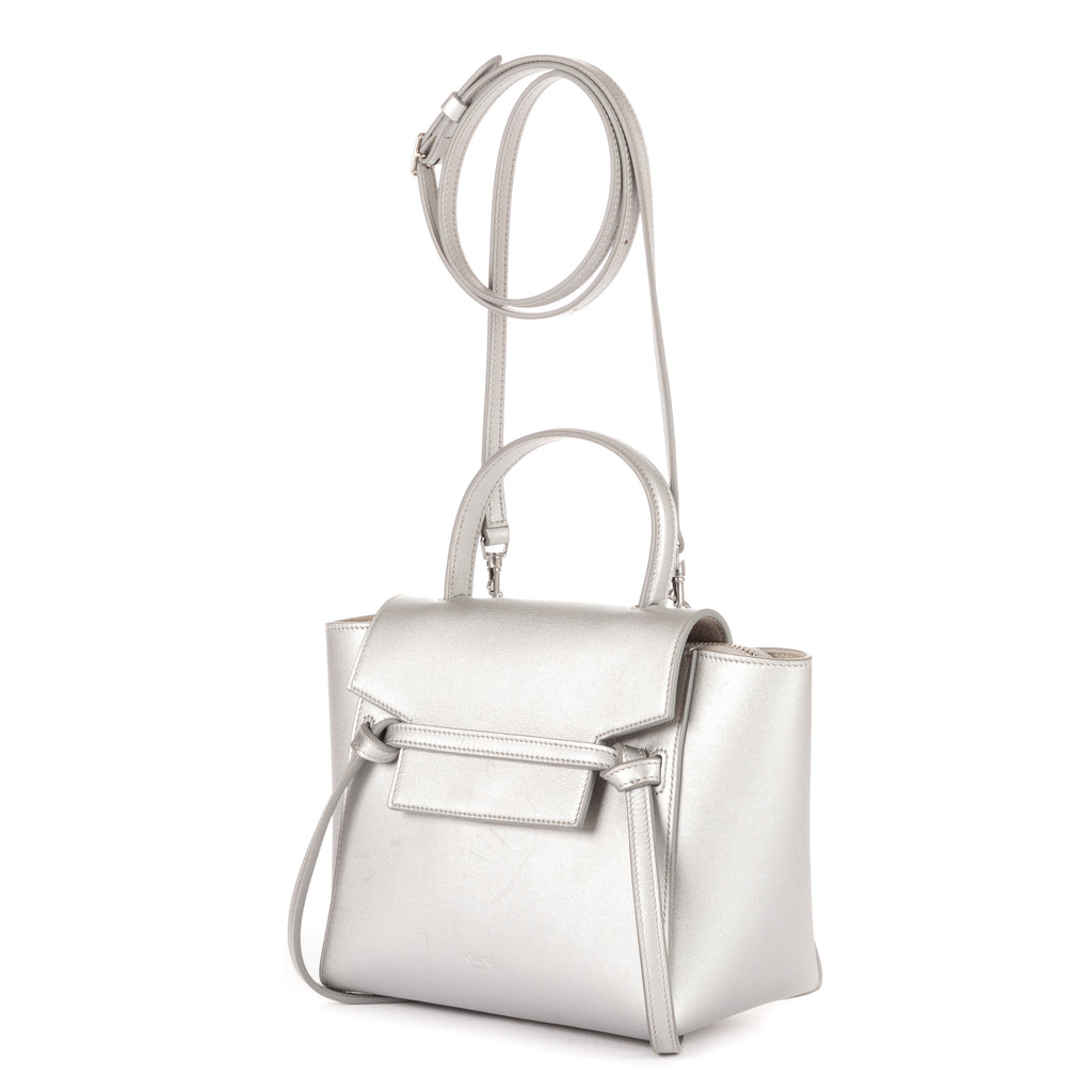 Handbag Nano Belt Silver Metalic Calfskin leather