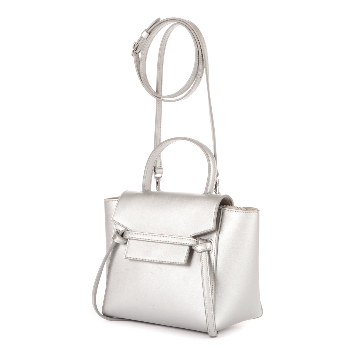 Handbag Nano Belt Silver Metalic Calfskin leather