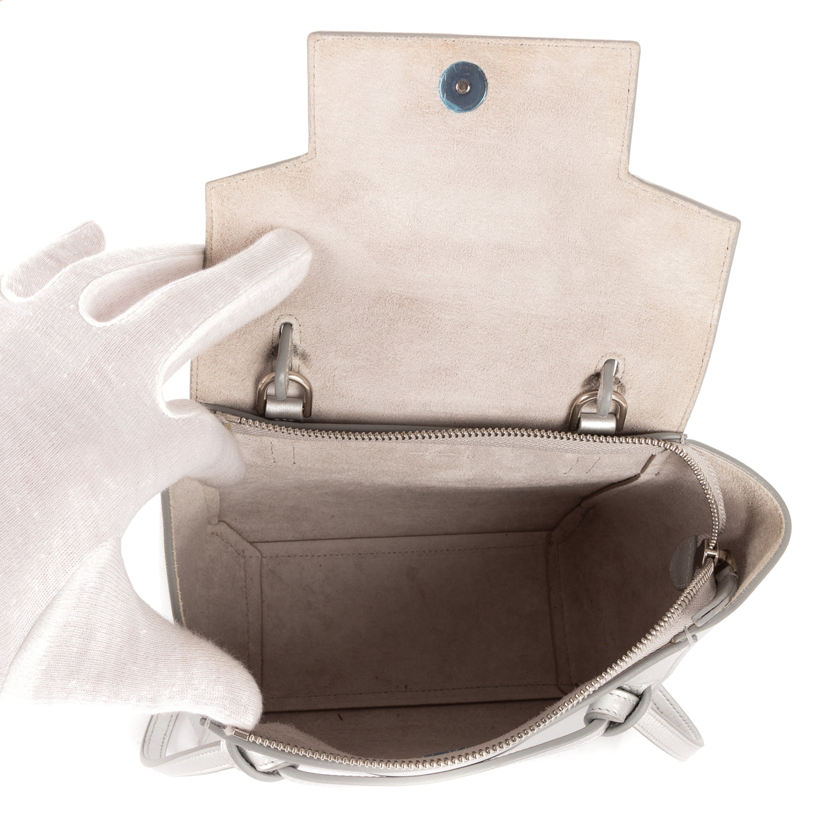 Handbag Nano Belt Silver Metalic Calfskin leather
