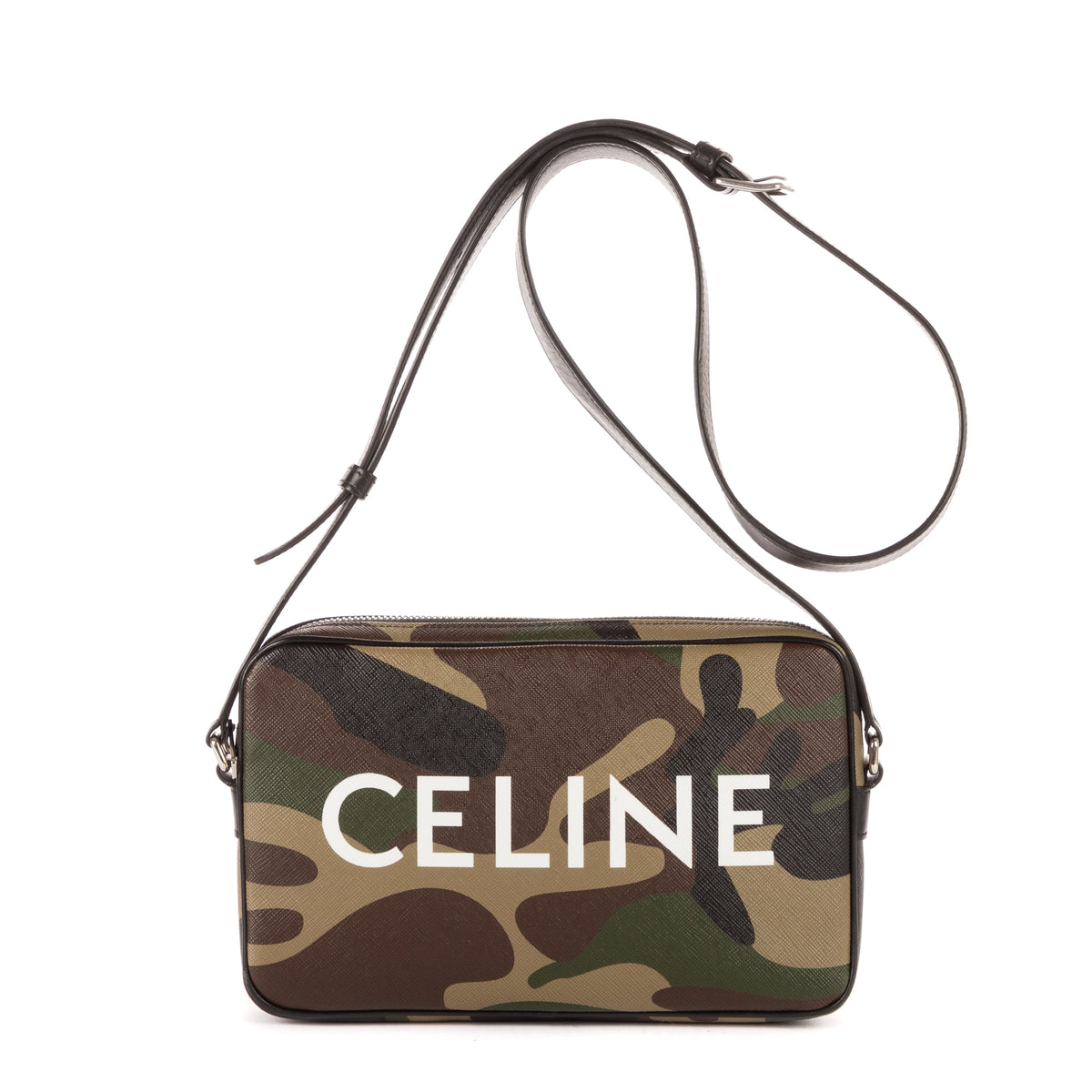 Shoulder Bag Zip Messenger Camouflage Celine Khaki Camouflage Canvas