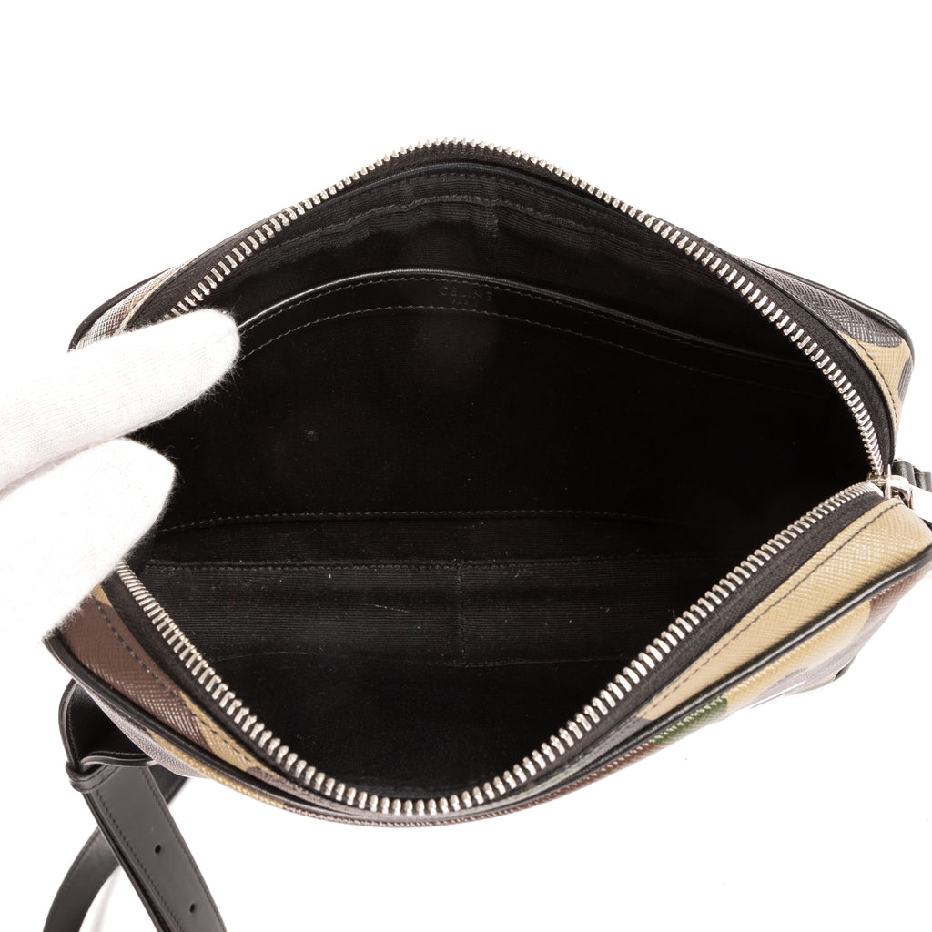 Shoulder Bag Zip Messenger Camouflage Celine Khaki Camouflage Canvas