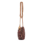 Bolso de hombro edición limitada 19 Round Pouch Crossbody Borgoña Tweed Lienzo Acolchado
