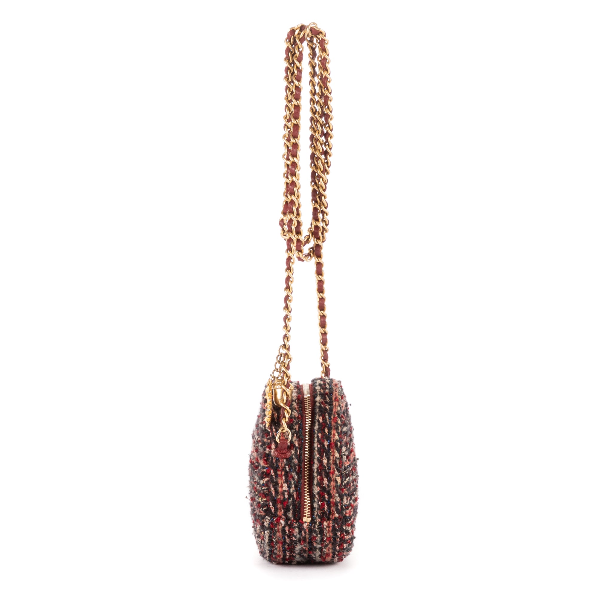 Shoulder bag Ltd. Ed. 19 Round Pouch Crossbody Burgundy Tweed Quilted Canvas