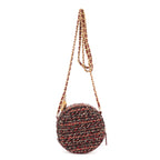 Bolso de hombro edición limitada 19 Round Pouch Crossbody Borgoña Tweed Lienzo Acolchado