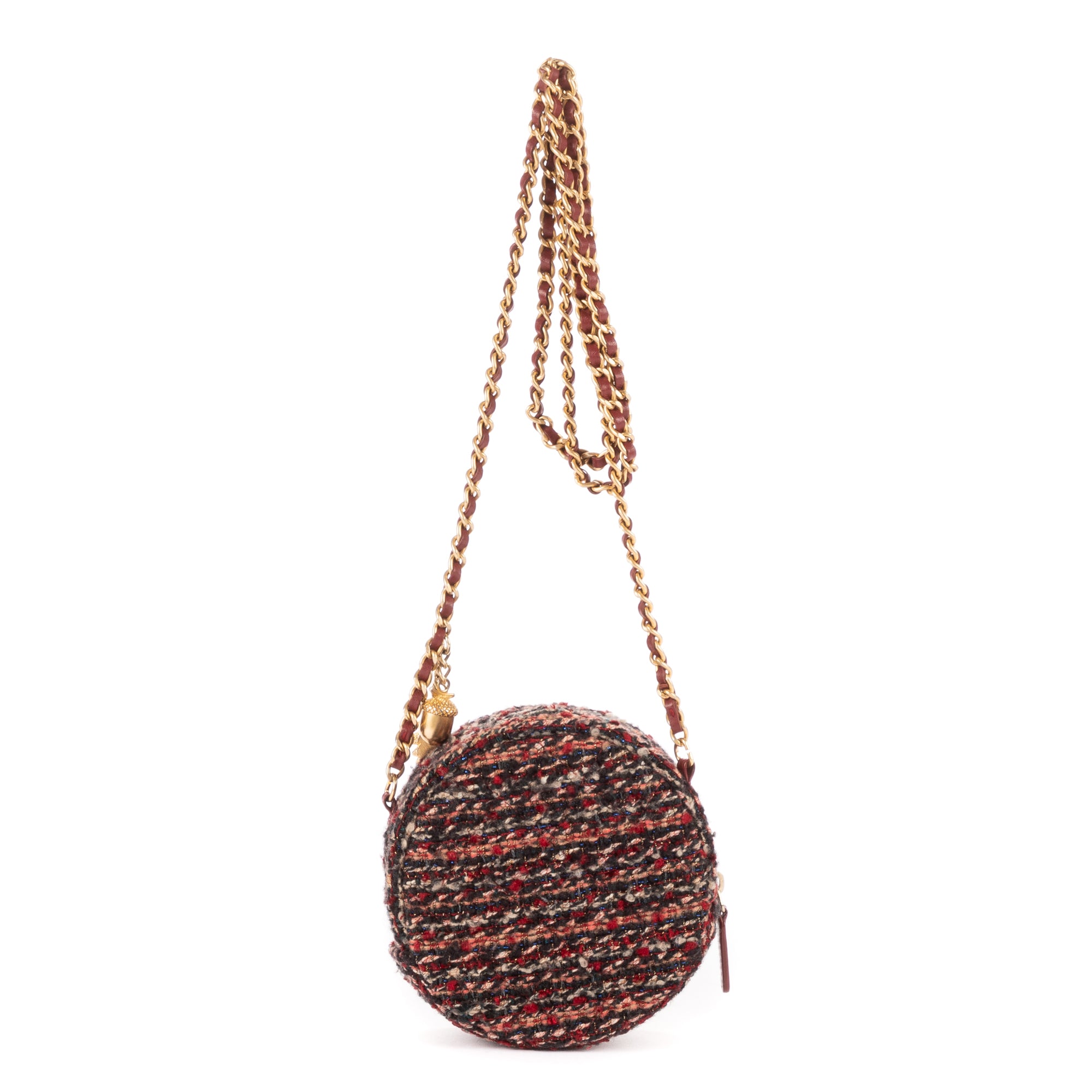 Shoulder bag Ltd. Ed. 19 Round Pouch Crossbody Burgundy Tweed Quilted Canvas