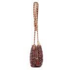 Bolso de hombro edición limitada 19 Round Pouch Crossbody Borgoña Tweed Lienzo Acolchado