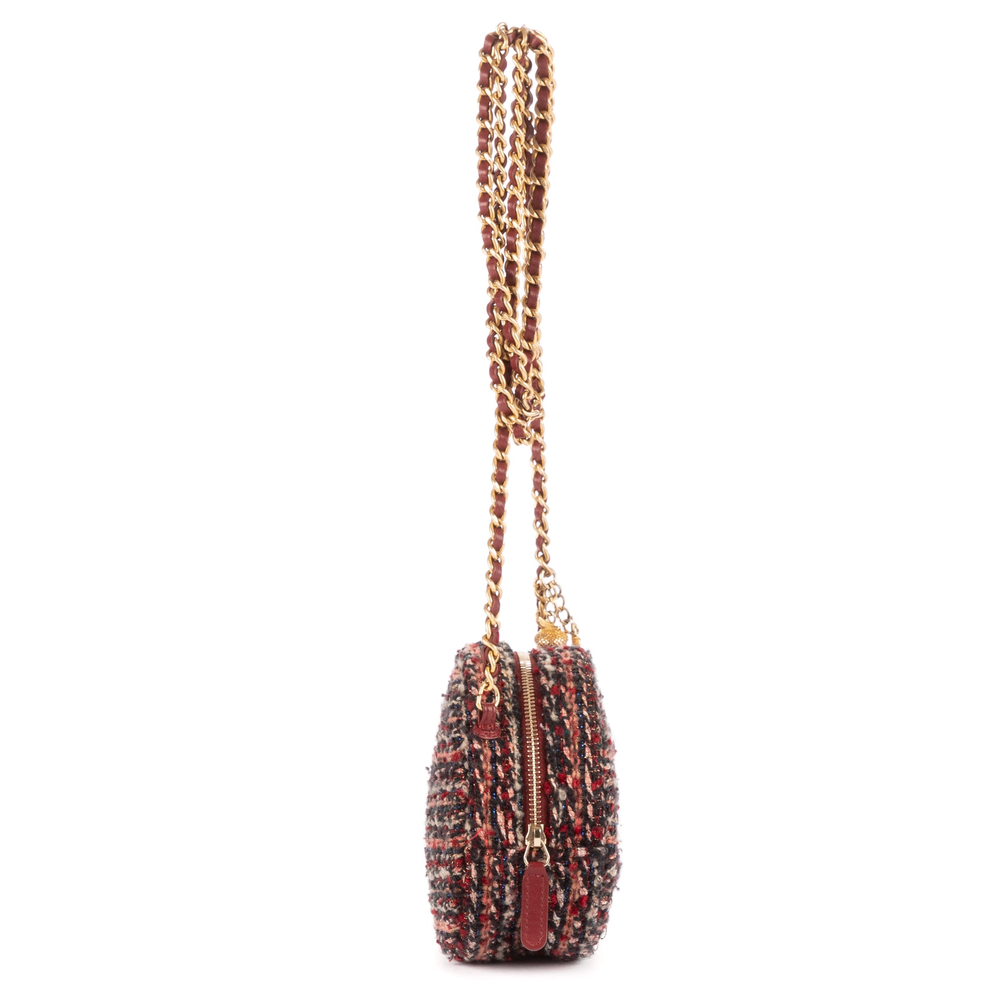 Shoulder bag Ltd. Ed. 19 Round Pouch Crossbody Burgundy Tweed Quilted Canvas