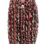 Bolso de hombro edición limitada 19 Round Pouch Crossbody Borgoña Tweed Lienzo Acolchado